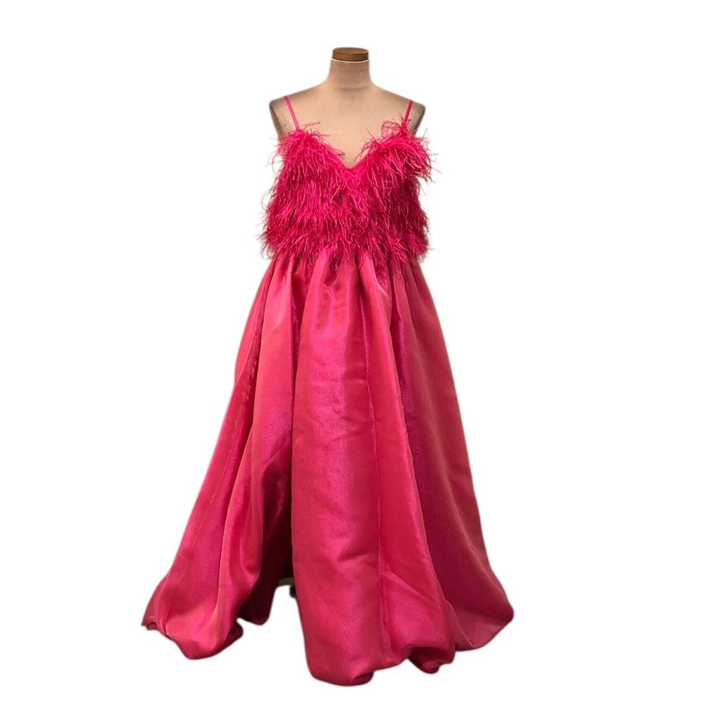 Marc Defang Formal Maxi Dress Size 8 Pink Feather Gown